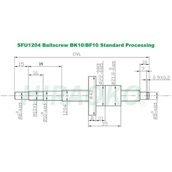 SFU1204 150mm RM1204 Ballscrew set BK10-BF10 End sprijin HD1204 Piulița suportului 6.35*8mm cuplare