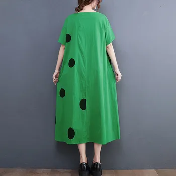 2023 Vara Coreea Moda Vrac Femeie Rochie Vestidos De Bumbac Modă Plus Dimensiune Maneca Scurta Print Maxi Rochii Lungi Pentru Femei