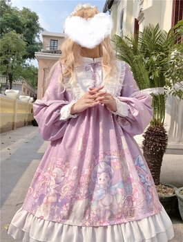 Kawaii nou Japonezi rochie Lolita rochie Pentru că Lolita Printesa liber Loli drăguț rochie de imprimare Pentru că Tea Party Rochie de Printesa
