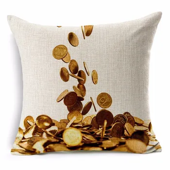 Decorative Arunca Pernă Bani Bancnote, monede model de aur ou imagine pentru lenjerie de pat din bumbac pernă acoperă