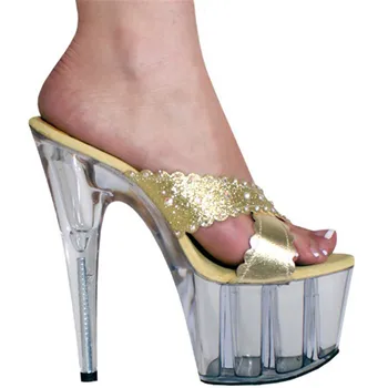 Pantofi pentru femei 15cm culoare lampă de moda ispita sexy club de noapte țeavă de oțel pompe de apă super-gros impermeabil sandale