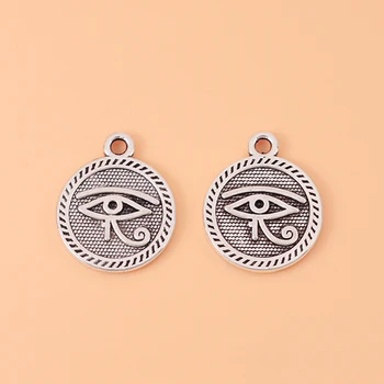 50pcs Argint Tibetan Ochiul Lui Horus Egiptean Păgâne Simbol Wiccan Farmece Pandantive 2 Fețe pentru Colier Bijuterii Accesorii