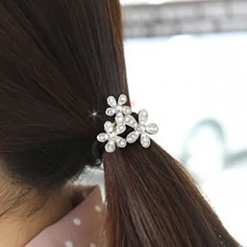 Fierbinte coreeană bijuterii en-gros de Cristal trei flori de cap de coarda păr floare temperament ball inel de păr Tousheng transport Gratuit