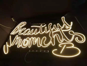 Semn de Neon Personalizat-a Făcut Lumină LED-uri de Muzică de Ziua Acasa Cameră Pab Perete Decor Nunta Petrecere Restaurant Floare Masca