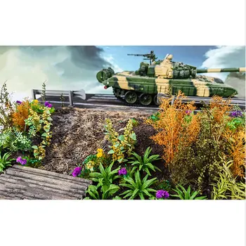Diorama Flori Cluster DIY Model de Luare de cale Ferată de Tren Aspect Gradina Decor Militare Scena pentru Arhitectura Clădirii Peisaj