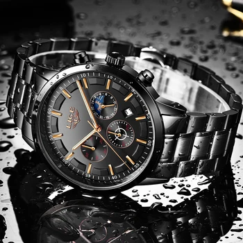 LIGE Negru Clasic pentru Bărbați Ceasuri Militare de Sport din Oțel Complet Impermeabil Bărbați Ceas de Lux Om de Afaceri Cuarț Ceasuri de mana Ceas