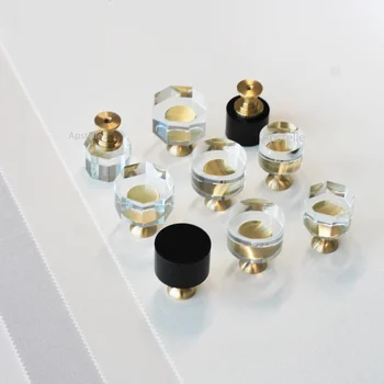 Lumina de Lux din Alama+Cristal Cabinet Mâner și Butoane Sertar Trage Buton Transparent / Negru Mobilier European Hardware Ușă